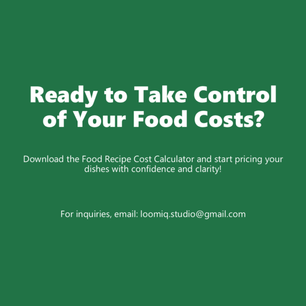 Food Recipe Cost Calculator Excel Template (No Macros)