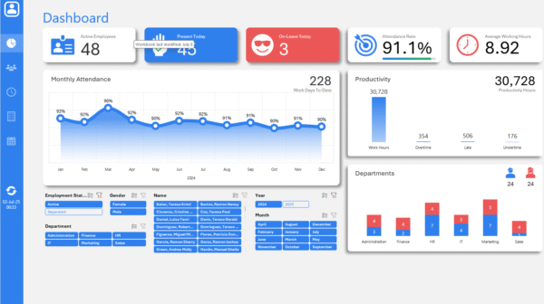 ss_01_Dashboard_16x9 Employee Attendance Tracker Excel Dashboard