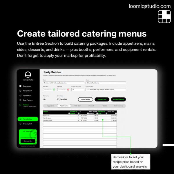 Food Business Manager Excel Dashboard